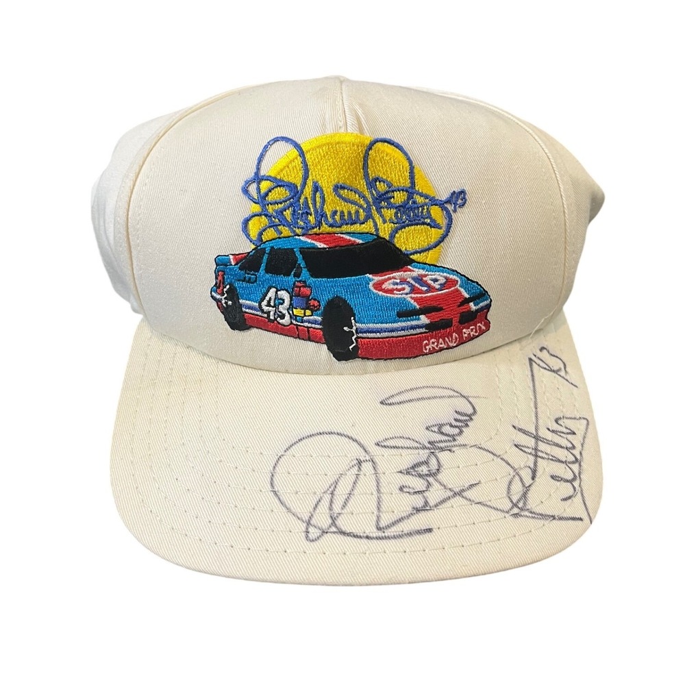 Richard Petty Hat Unisex OS White Autographed Vintage NASCAR Snapback STP Racing